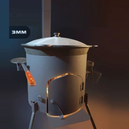 Печь для казана с дымоходом на 16л 40см сталь (2мм)-№Pech16L2m в Астане от Auto-Land