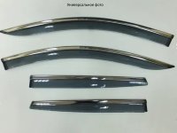 Дефлекторы окон Hyundai Tucson (2015-2020) c хромированным молдингом-№BHYTS1523 от Auto-Land