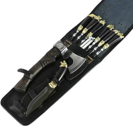 Набор шампуров в кожаном чехле "Медвежья Лапа Латунь" -№S-598 в Астане от Auto-Land