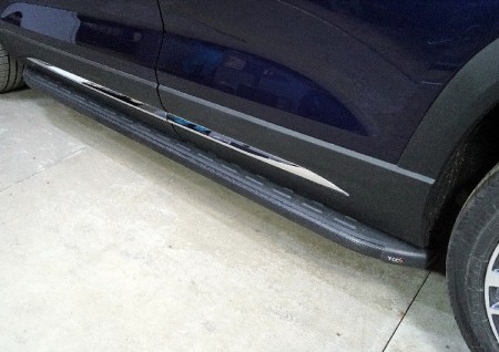 Пороги алюминиевые с пластиковой накладкой (карбон черные) 1920 мм-№JETX90PL23-04BL в Алмате от Auto-Land