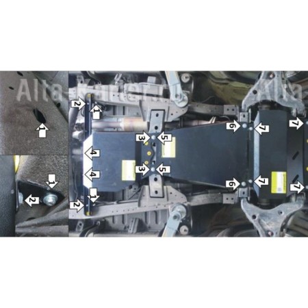 Защита картера, КПП, раздатки и переднего дифференциала Mitsubishi L200 (2015-2024)-№11339 в Астане от Auto-Land