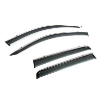 Дефлекторы окон Hyundai Santa Fe (2018-2023) с хромированным молдингом-№BHYSF1823 от Auto-Land