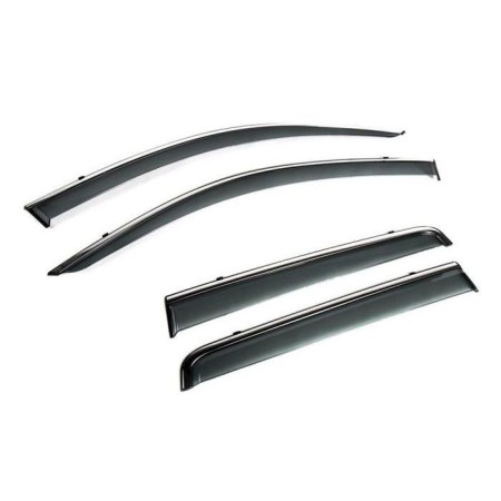 Дефлекторы окон Hyundai Santa Fe (2018-2023) с хромированным молдингом-№BHYSF1823 в Алмате от Auto-Land