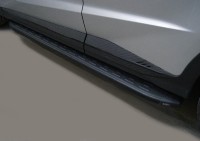 Пороги алюминиевые с пластиковой накладкой (карбон черные) 1720 мм-№JETX70PL23-02BL от Auto-Land