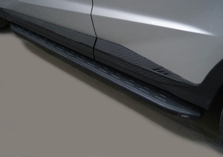 Пороги алюминиевые с пластиковой накладкой (карбон черные) 1720 мм-№JETX70PL23-02BL в Астане от Auto-Land